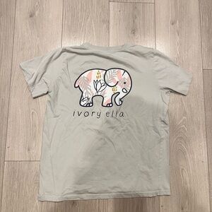 Ivory Ella T-Shirt with Elephant Design - Light Gray